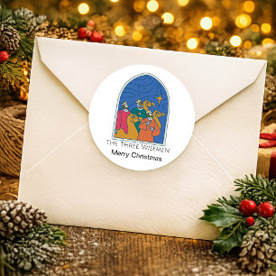 The Three Wisemen Merry Christmas Classic Round Sticker