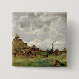 The Threshing Machine 15 Cm Square Badge