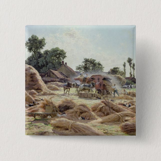 The Threshing Machine  1896 15 Cm Square Badge (Front)