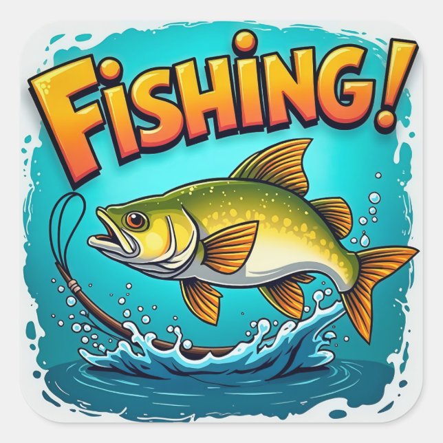  The Thrill of Fishing! Square Sticker (Front)