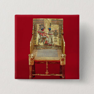 The throne, from the Tomb of Tutankhamun 15 Cm Square Badge