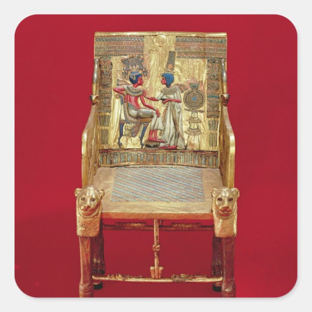 The throne, from the Tomb of Tutankhamun Square Sticker (Front)
