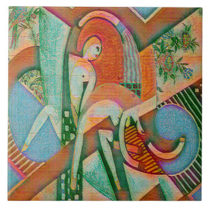 The Thundershower – Abstract Chaos in Bloom Ceramic Tile