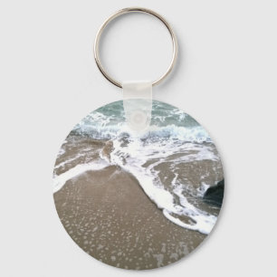 The Tide Washing Ashore Over the Rocks Key Ring