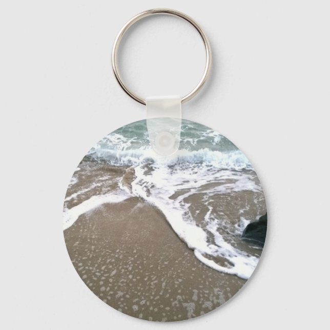 The Tide Washing Ashore Over the Rocks Key Ring (Front)