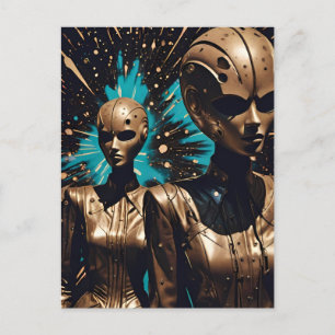 The Tiffany Twisted Twins - Ken Gauge Surreal Art Postcard