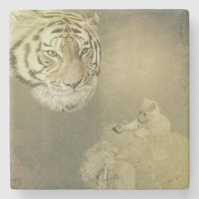 The Tiger And The Kitten, Stone Coaster (Front)