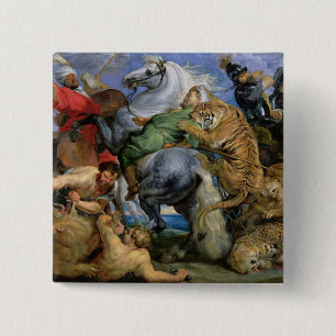The Tiger Hunt, c.1616 15 Cm Square Badge