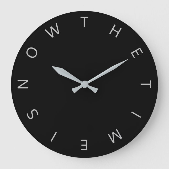 'The Time Is Now' Minimal Typography Large Clock (Front)