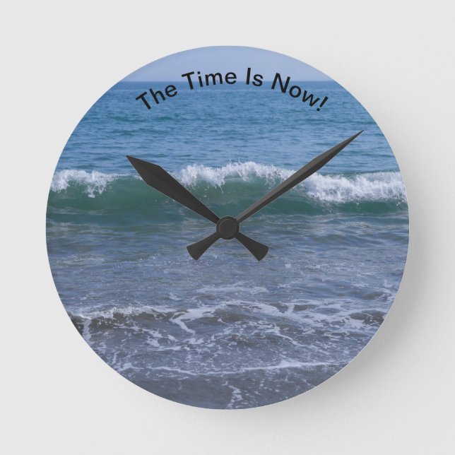 The Time Is Now Ocean Wall Clock (Front)