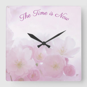 The Time Is Now Quote Flower Wall Clock