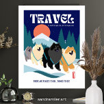 THE TIME TRAVELERS  chows unframed or framed Poster<br><div class="desc">"THE TIME TRAVELERS" ©2024 Sandra Miller. I LOVE Art Deco style travel posters. I thought this Chow illustration I just finished turned out so cool in a vintage style with old school Chows. This Celestial breed are true time travelers who haven't missed a beat over the decades since their introduction...</div>