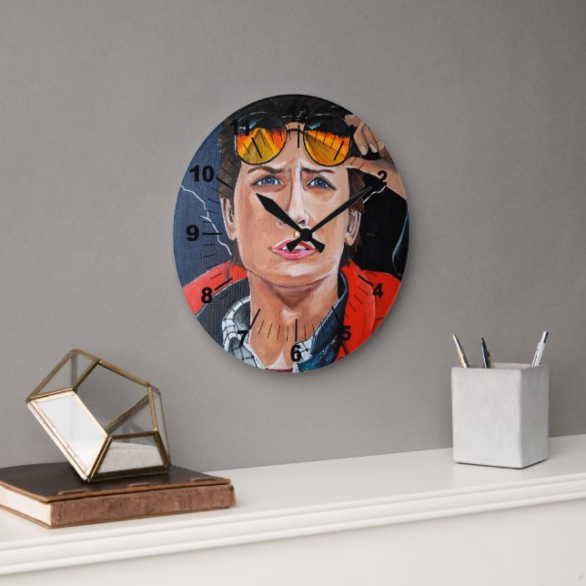 The Time Traveller Painting by Alfred Fox Large Clock (Office)