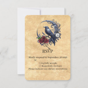 The Timeless Nocturne: Celestial Raven RSVP Card