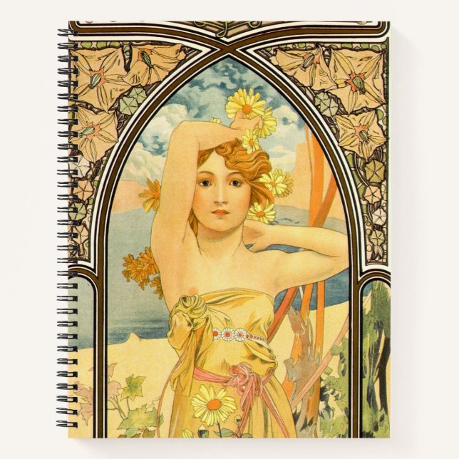 The Times of the Day, Brightness of Day by Mucha Notebook (Front)