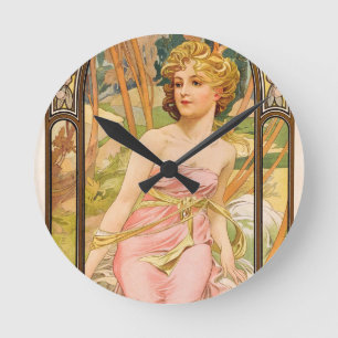 The Times of the Day, Morning Awakening by Mucha Round Clock