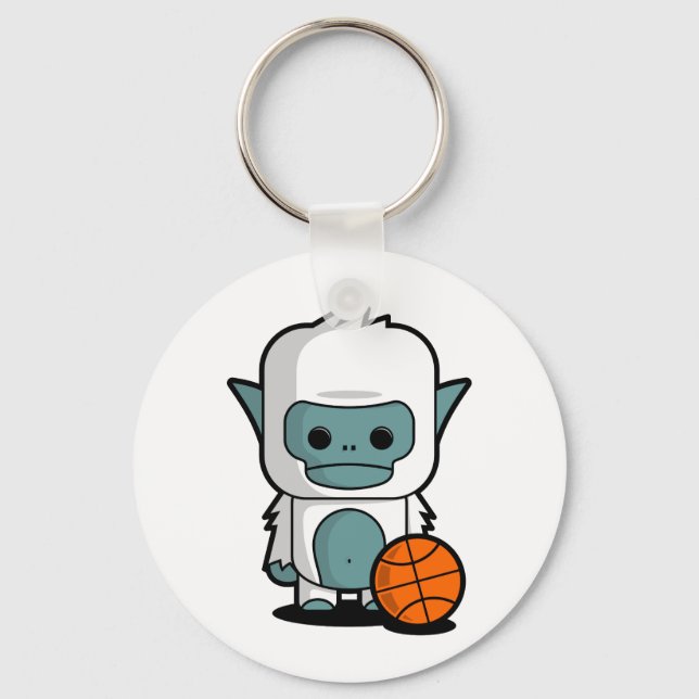 The Tiny Yeti - Playing Basket Ball Key Ring (Front)