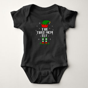 The Tired Mom Elf Christmas Party Matching Family Baby Bodysuit