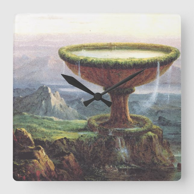 The Titan's Goblet by Thomas Cole Square Wall Clock (Front)