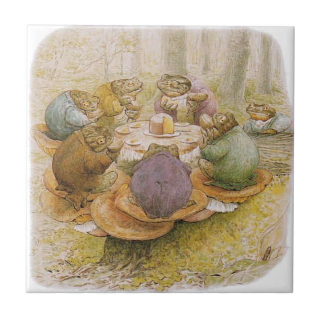 The Toads' Tea Party (by Beatrix Potter) Ceramic Tile (Front)