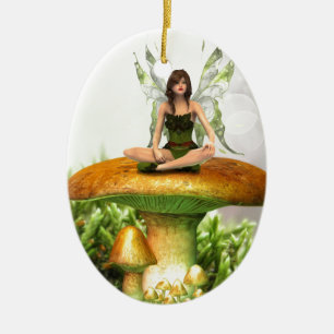 The Toadstool Fairy Ceramic Ornament