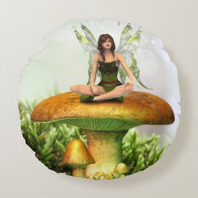The Toadstool Fairy Throw Pillow (Front)