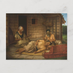 'The Tohunga-ta-moko at Work' - G. Lindauer Postcard