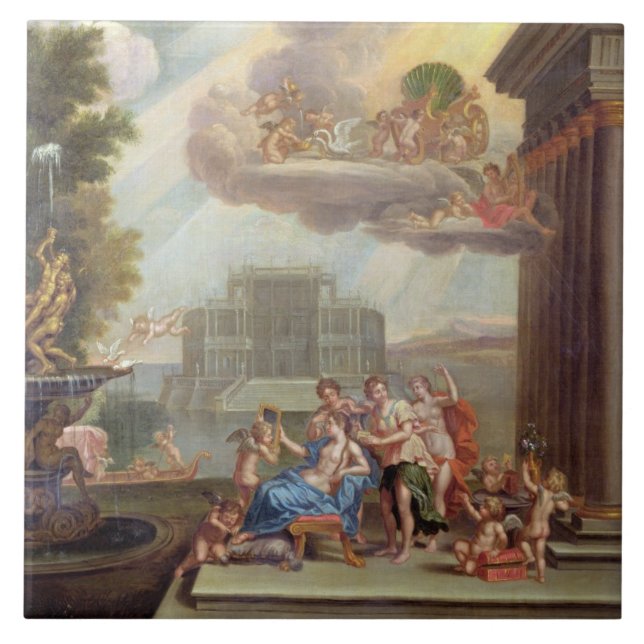The Toilet of Venus, 18th century Ceramic Tile (Front)