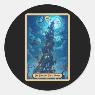 The Toilet Paper Tower (the Rower) Halloween Tarot Classic Round Sticker