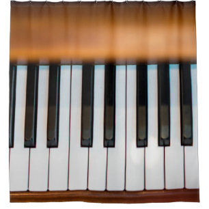 The top view of vintage key piano. abstract, antiq shower curtain