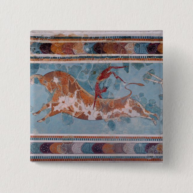 The Toreador Fresco, Knossos Palace, Crete 15 Cm Square Badge (Front)