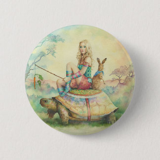'The Tortoise & the Hare' 6 Cm Round Badge