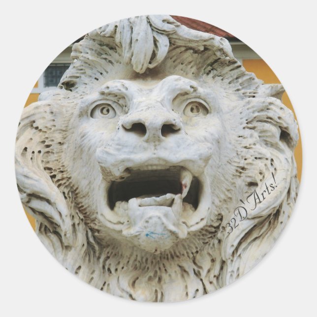 The Tortured Lion of Massa, Round Sticker, Glossy Classic Round Sticker (Front)