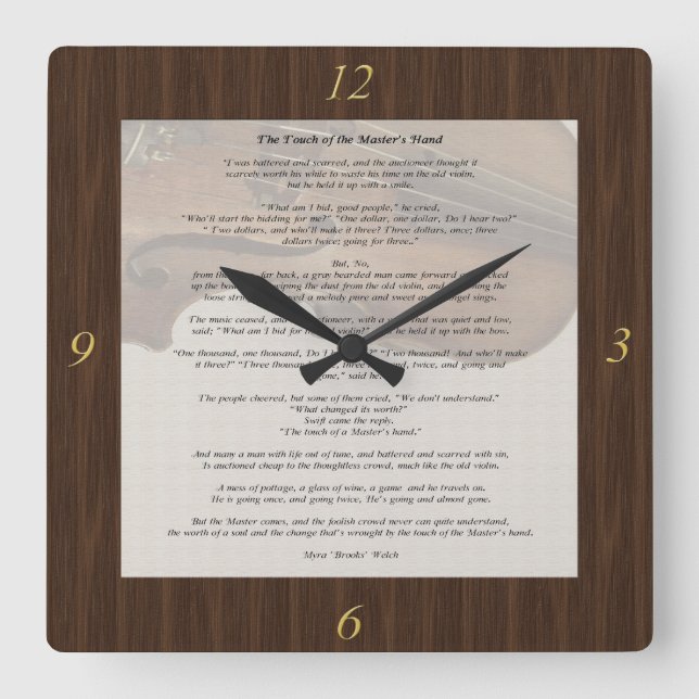 The Touch of the Master's Hand Square Wall Clock (Front)
