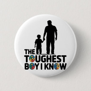 The Toughest Boy I Know Autism Fathers Day  6 Cm Round Badge