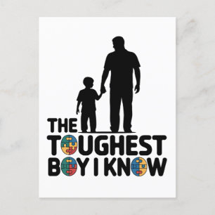 The Toughest Boy I Know Autism Fathers Day Announcement Postcard
