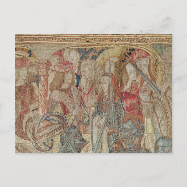 The Tournament, vertical loom tapestry Postcard (Front)