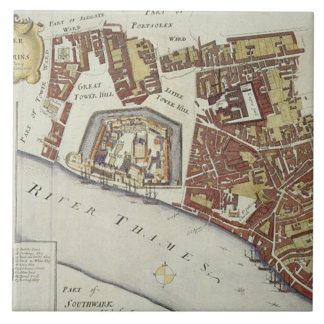 The Tower and St. Catherine's, for 'Stow's Survey Tile (Front)