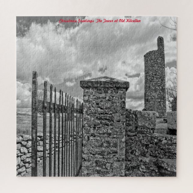 The Tower at Old Kilcullen. Christmas Greetings Jigsaw Puzzle (Vertical)