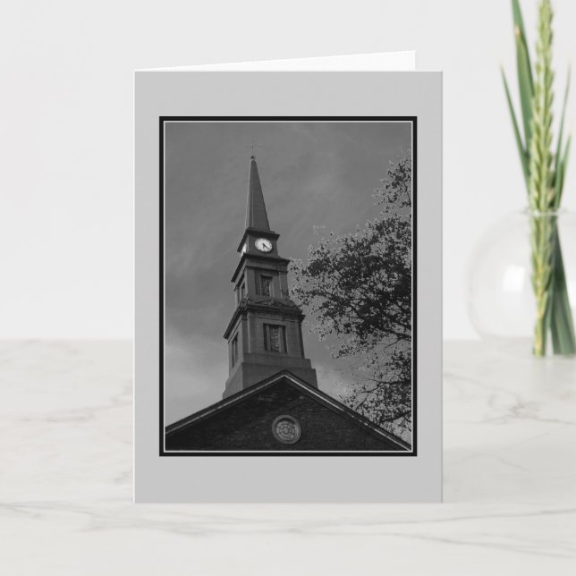 'The Tower Clock' Blank Greeting Card (Front)