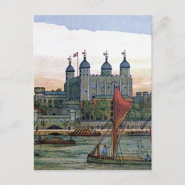 "The Tower of London" Vintage Illustration Postcard (Front)