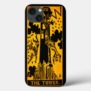 The Tower Tarot Card Gold And Black iPhone 13 Case