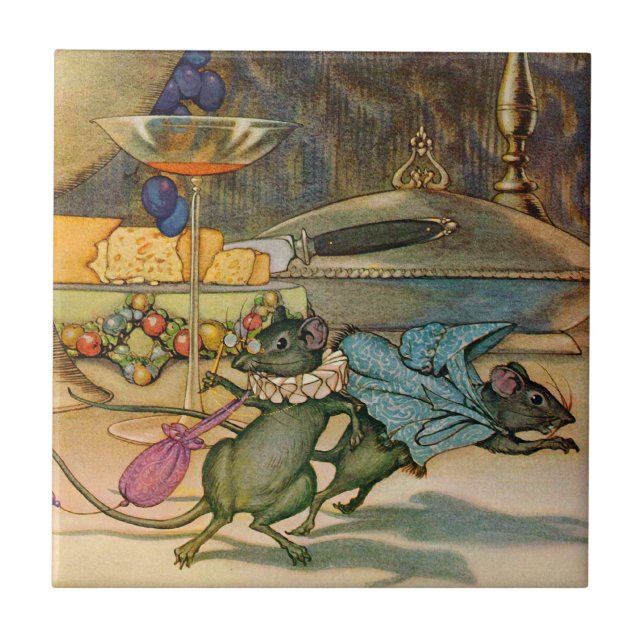 The Town Mouse and The Country Mouse Ceramic Tile (Front)