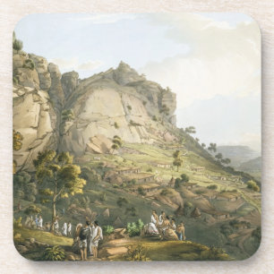 The Town of Abha in Abyssinia, engraved by J. Bluc Coaster