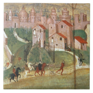 The Town of Prato (fresco) Ceramic Tile