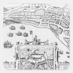 The Towne and Platforme of Fayall Square Sticker