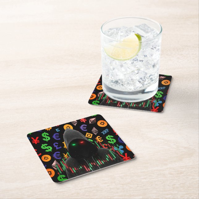 The Trader Dream Collection Candlestick Charts Square Paper Coaster (Insitu)