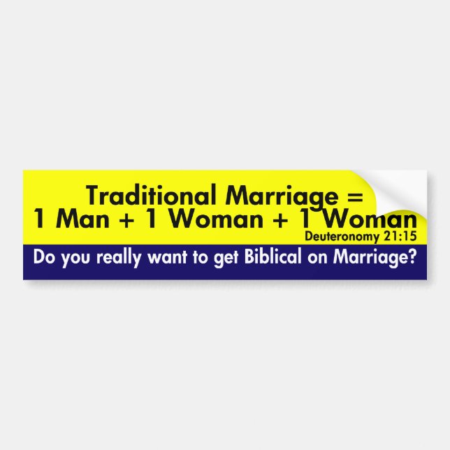 The Traditional Marriage Equation Bumper Sticker (Front)