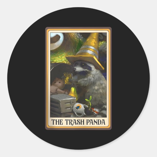 The Trash Panda Tarot Card Racoon Racoon Trash Ea Classic Round Sticker (Front)