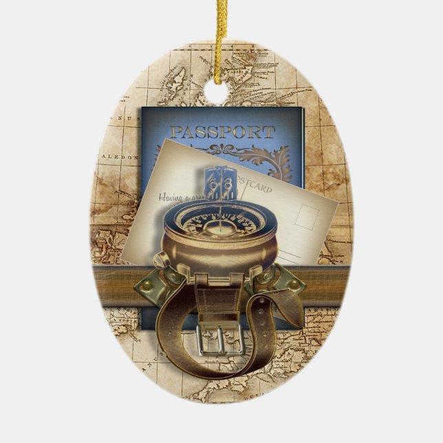 The Traveller Ceramic Tree Decoration (Front)